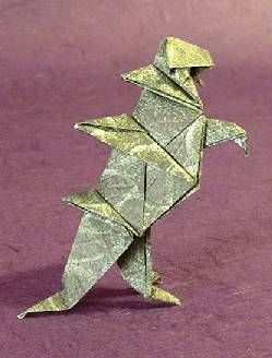 Origami Godzilla by Jun Maekawa. Folded from a square of animal origami paper by Gilad Aharoni on giladorigami.com
