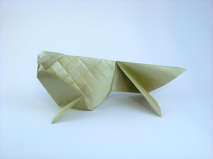 Origami Goldfish by Roman Diaz. Folded from a square of Nicolas Terry's tissue-foil by Gilad Aharoni on giladorigami.com