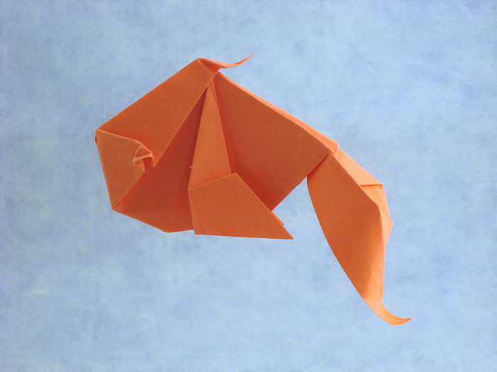 Origami Goldfish by Katrin Shumakov. Folded from a square of Tant paper by Gilad Aharoni on giladorigami.com