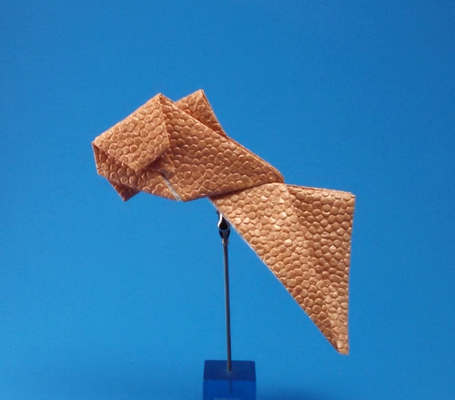 Origami Goldfish by Makoto Yamaguchi. Folded from a square of Coral Mica paper by Gilad Aharoni on giladorigami.com