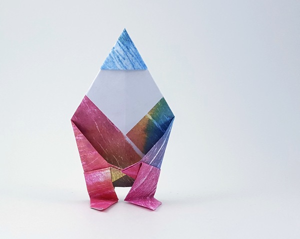 Origami Gnome by Joel Stern. Folded from a square of origami paper by Gilad Aharoni on giladorigami.com