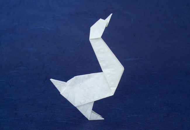 Origami Goose by John Montroll. Folded from a square of Alabaster origami paper by Gilad Aharoni on giladorigami.com