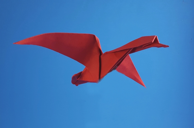 Origami Wild goose by Akira Yoshizawa. Folded from a triangle of cardstock by Gilad Aharoni on giladorigami.com