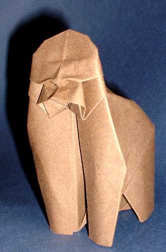 Origami Gorilla by Juan Gimeno. Wet-folded from a square of 160gsm Canson paper by Gilad Aharoni on giladorigami.com