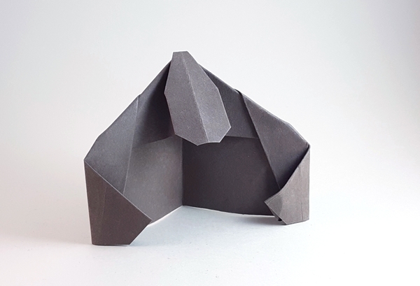 Origami Gorilla by Joel Stern. Folded from a square of cardstock by Gilad Aharoni on giladorigami.com