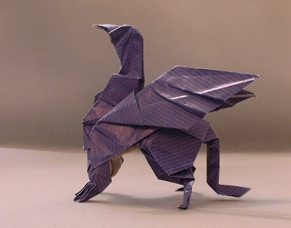 Origami Griffin by Fumiaki Kawahata. Folded from a square of Kraft paper by Gilad Aharoni on giladorigami.com