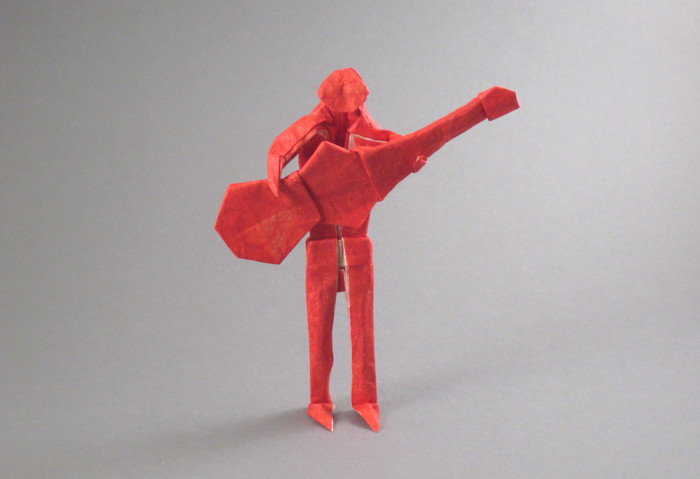 Origami Guitarist by Marc Kirschenbaum. Folded by Gilad Aharoni on giladorigami.com