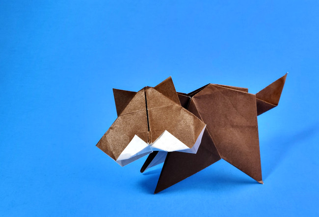 Origami Kitten by Gen Hagiwara. Folded from a square of origami paper by Gilad Aharoni on giladorigami.com