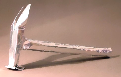 Origami Claw hammer by David Shall. Folded from a rectangle of Japanese foil by Gilad Aharoni on giladorigami.com
