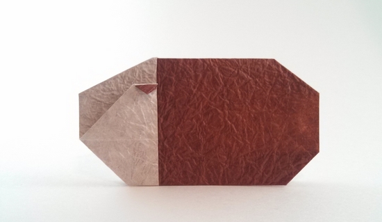 Origami Hamster by Paul Jackson. Folded from a square of momigami by Gilad Aharoni on giladorigami.com