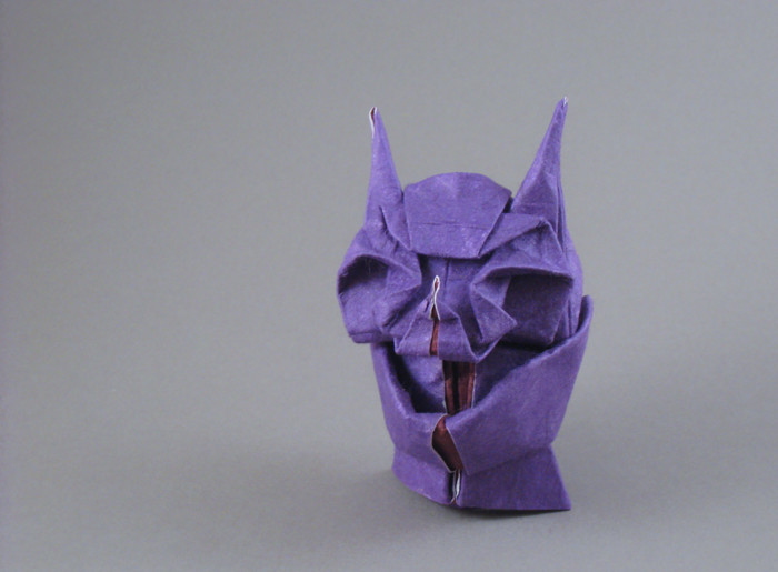Origami Hannya mask by Kawai Toyoaki. Wet-folded from a square of double-sided mulberry paper by Gilad Aharoni on giladorigami.com