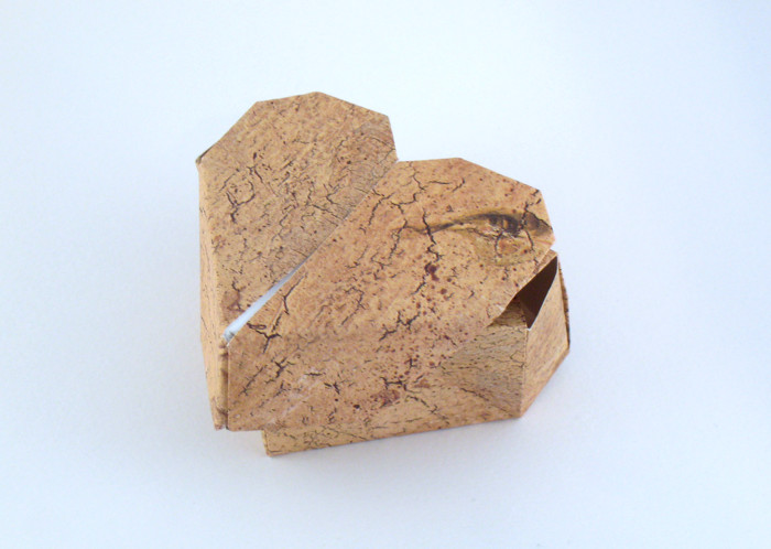 Origami Heart box by Makoto Yamaguchi. Folded from a rectangle of scrapbooking paper by Gilad Aharoni on giladorigami.com