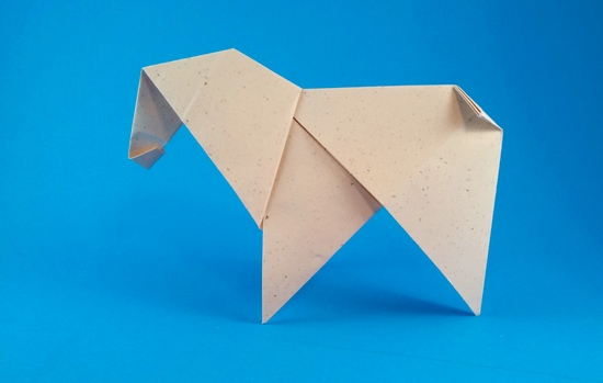 Origami Horse by Paul Jackson. Folded from a square of Banana-fiber paper by Gilad Aharoni on giladorigami.com