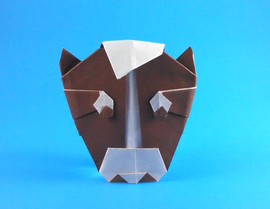 Origami Horse mask by Hsi-Min Tai. Folded from a square of origami paper by Gilad Aharoni on giladorigami.com