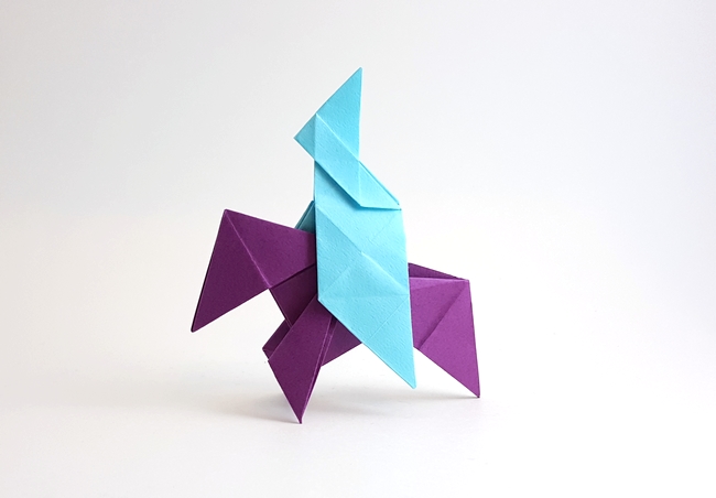 Origami Horse and rider by Carl Adolf Senff. Folded by Gilad Aharoni on giladorigami.com