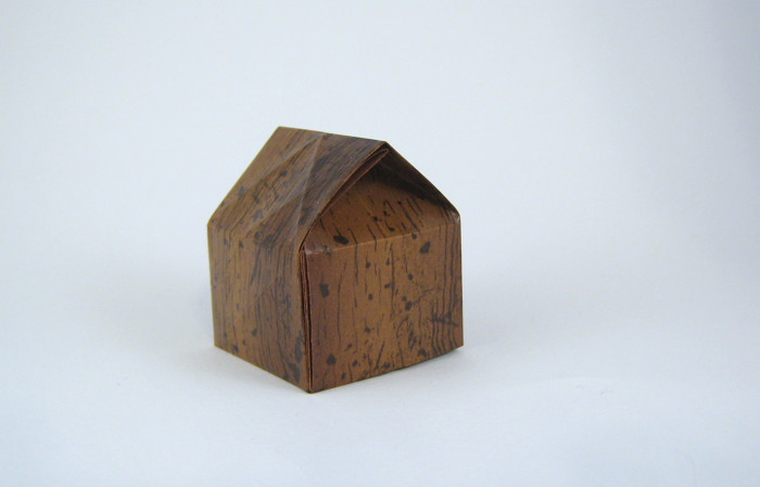 Origami House by Jun Maekawa. Folded from a rectangle of scrapbooking paper by Gilad Aharoni on giladorigami.com