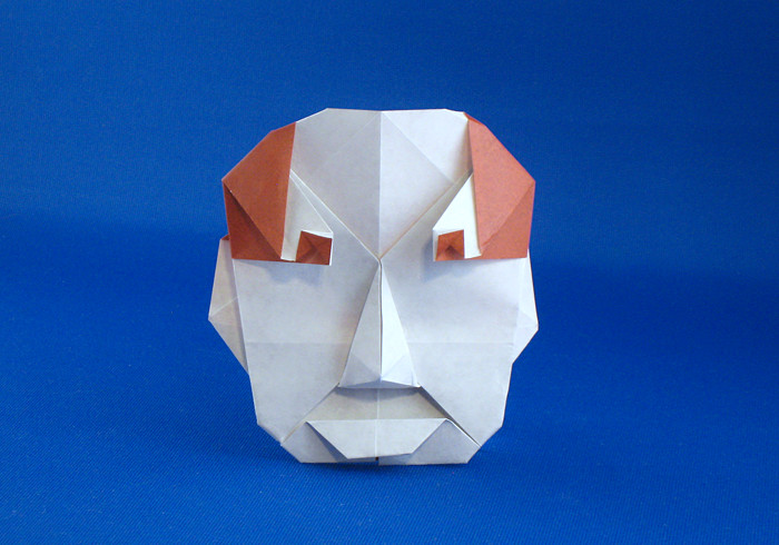 Origami Human face by Nick Robinson. Folded from a square of origami paper by Gilad Aharoni on giladorigami.com