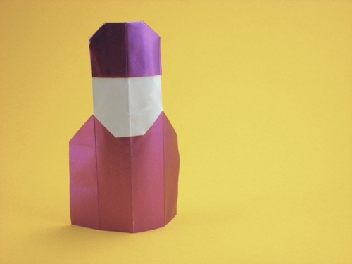 Origami Jockey by David Petty. Folded from a rectangle of scrapbooking paper by Gilad Aharoni on giladorigami.com