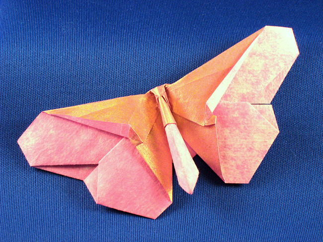 Origami Butterfly - Joyce Rockmore Butterfly by Michael G. LaFosse. Folded from a square of Beetle origami paper by Gilad Aharoni on giladorigami.com