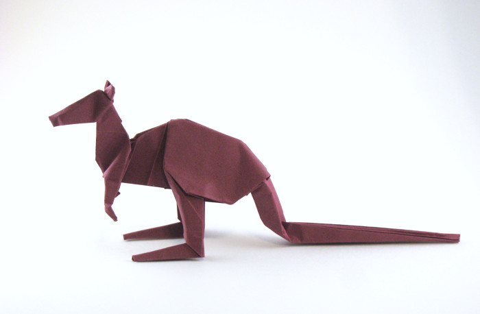 Origami Kangaroo by Steven Casey. Folded from a square of Tant paper by Gilad Aharoni on giladorigami.com