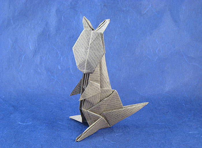 Origami Kangaroo by Seo Won Seon (Redpaper). Folded from a square of brown paper by Gilad Aharoni on giladorigami.com