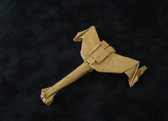 Origami Klingon Battle Cruiser by Andrew Pang. Wet-folded from a square of mulberry paper by Gilad Aharoni on giladorigami.com