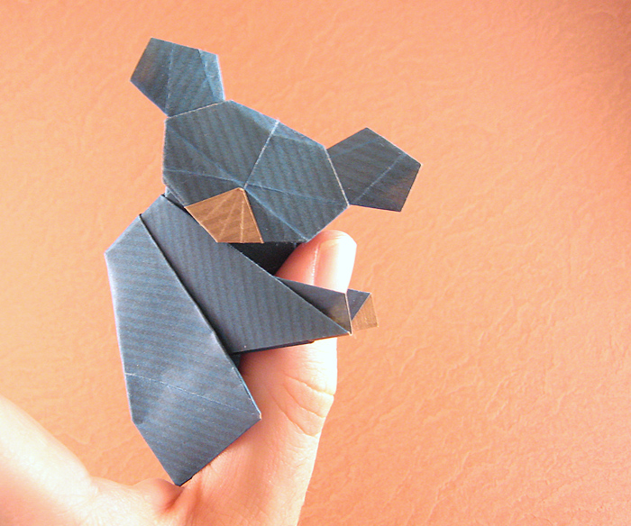 Origami Koala by Watanabe Dai. Folded from a square of kraft origami paper by Gilad Aharoni on giladorigami.com