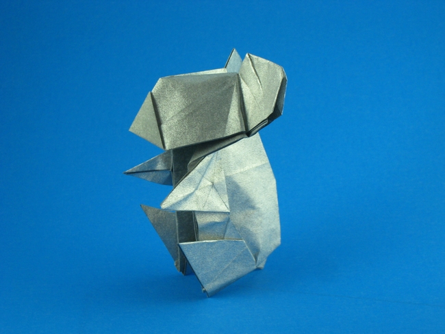 Origami Koala by Fuchimoto Muneji. Folded from a square of Nicolas Terry's tissue-foil by Gilad Aharoni on giladorigami.com