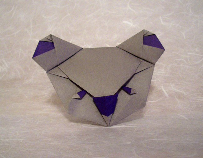 Origami Koala by Taichiro Hasegawa. Folded from a square of duo origami paper by Gilad Aharoni on giladorigami.com