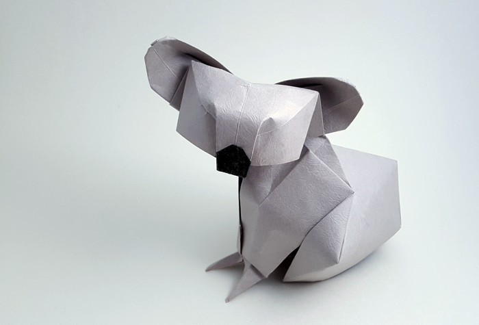 Origami Koala by Beth Johnson. Folded from a square of Kinumomi paper by Gilad Aharoni on giladorigami.com