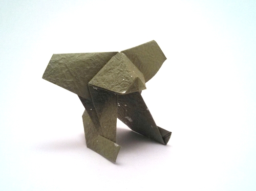Origami Koala by Kunihiko Kasahara. Folded from a square of momigami by Gilad Aharoni on giladorigami.com