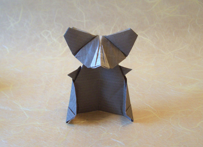 Origami Koala by Kunihiko Kasahara. Folded from a square of kraft origami paper by Gilad Aharoni on giladorigami.com