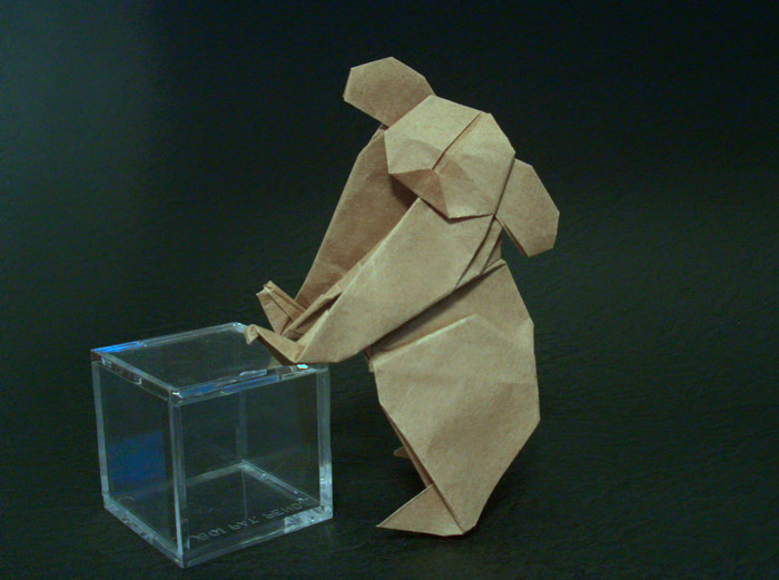 Origami Koala by Kunihiko Kasahara. Folded from a square of thin wrapping paper by Gilad Aharoni on giladorigami.com