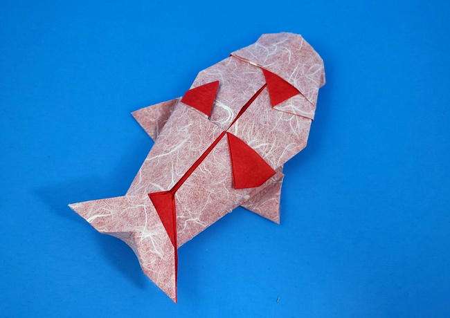 Origami Koi by Marc Kirschenbaum. Folded from a square of Duo Thai paper by Gilad Aharoni on giladorigami.com