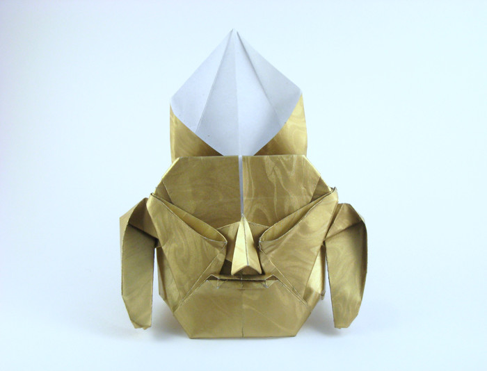 Origami Koshikaki by Tomoko Fuse. Folded from a square of moire scrapbooking paper by Gilad Aharoni on giladorigami.com