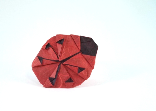Origami Ladybug by Marc Kirschenbaum. Folded from a square of double-sided Unryu paper by Gilad Aharoni on giladorigami.com