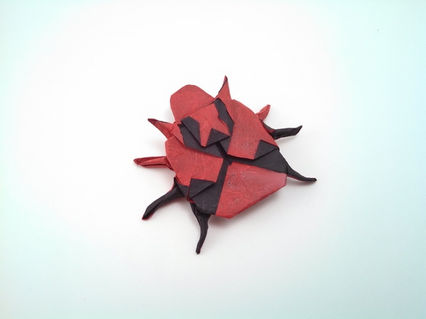 Origami Ladybug by Zsolt Sebok. Folded from a square of double-sided unryu by Gilad Aharoni on giladorigami.com