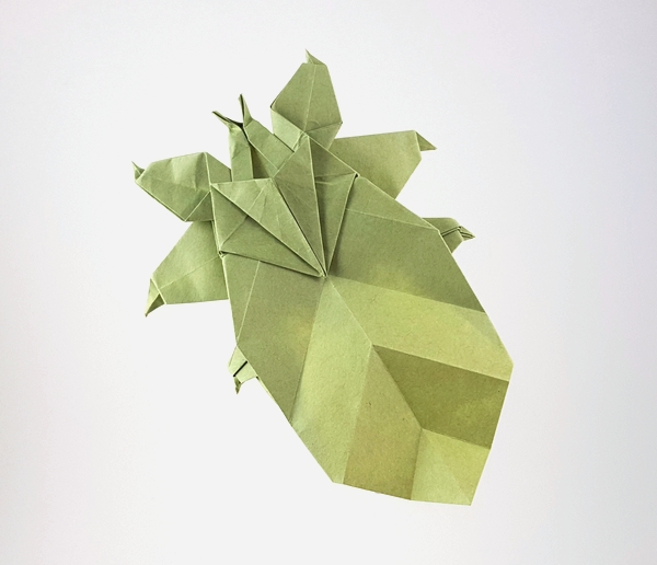 Origami Leaf insect by Fumiaki Kawahata. Folded from a square of Vintage paper by Gilad Aharoni on giladorigami.com