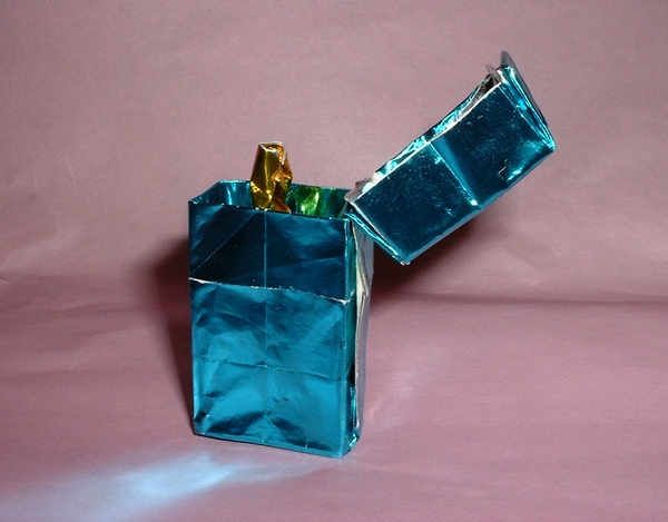 Origami Cigarette lighter by Nick Robinson. Folded by Gilad Aharoni on giladorigami.com