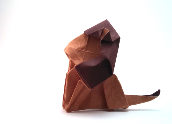 Origami Lion by Zsolt Sebok. Wet folded from a square of double-sided mulberry paper by Gilad Aharoni on giladorigami.com