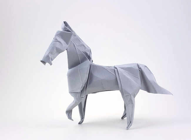 Origami Lippizan by John Montroll. Folded from a square of cardstock by Gilad Aharoni on giladorigami.com