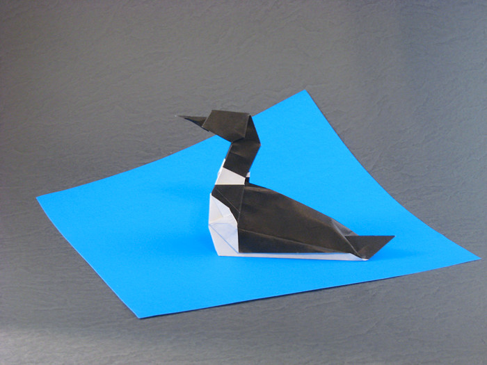 Origami Loon by John Szinger. Folded from a square of origami paper by Gilad Aharoni on giladorigami.com