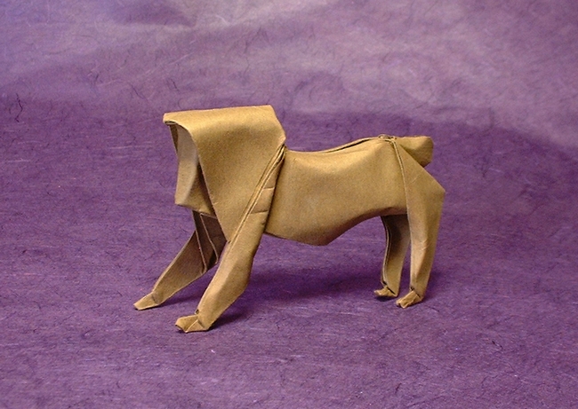 Origami Japanese macaque by Jun Maekawa. Wet-folded from a square of 160gsm Canson art paper by Gilad Aharoni on giladorigami.com