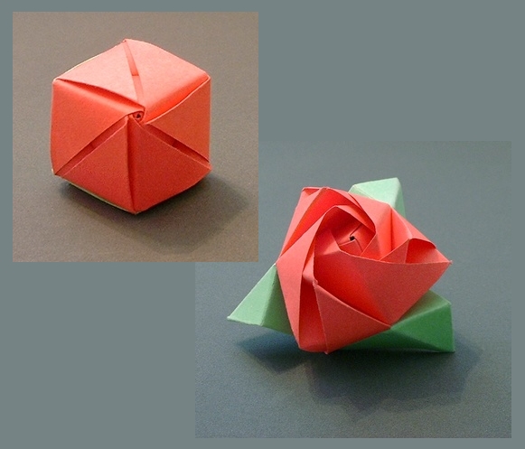 Origami Magic rose cube by Valerie Vann. Folded by Gilad Aharoni on giladorigami.com
