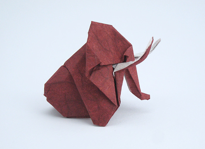 Origami Mammoth by Kunihiko Kasahara. Folded from a square of double-sided unryu paper by Gilad Aharoni on giladorigami.com
