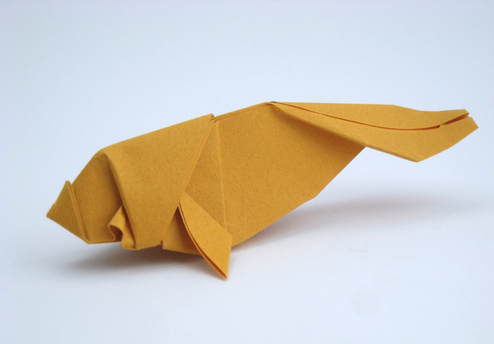 Origami Manatee by Kunihiko Kasahara. Folded from a square of Tant paper by Gilad Aharoni on giladorigami.com