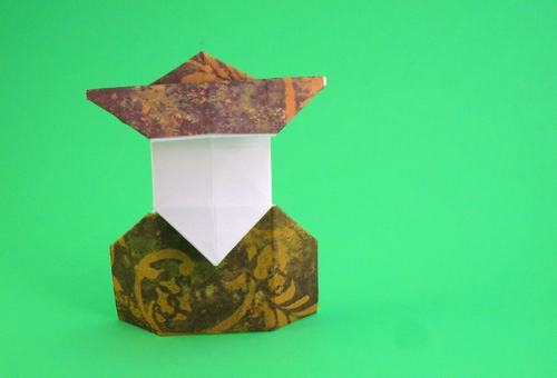 Origami Mandarin by David Petty. Folded from a rectangle of scrapbooking paper by Gilad Aharoni on giladorigami.com