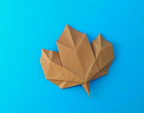 Origami Maple leaf by Michael G. LaFosse. Folded from a square of scrapbooking paper by Gilad Aharoni on giladorigami.com