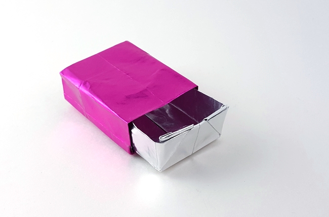 Origami Matchbox by Edwin Corrie. Folded from a square of Japanese foil by Gilad Aharoni on giladorigami.com