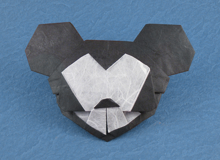 Origami Mickey mouse - Mus musculus, var. famoso by Anita F. Barbour. Folded from a square of double-sided Unryu paper by Gilad Aharoni on giladorigami.com